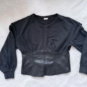 Anthropologie by Pilcro Faux Leather Corset Sweater